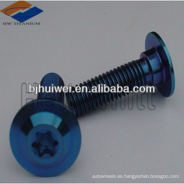 perno de titanio anodizado azul con cabeza torx